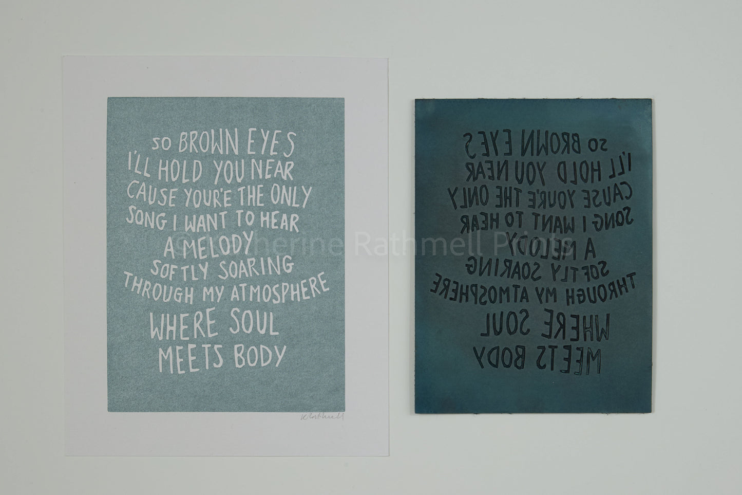 Death Cab for Cutie 'Soul Meets Body' lyrics inspired linocut print