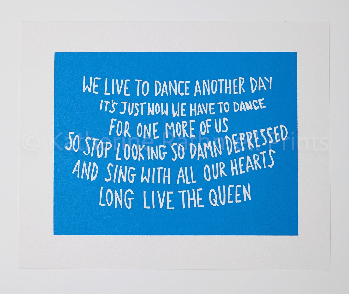 Frank Turner “Long Live The Queen” lyrics inspired linocut print