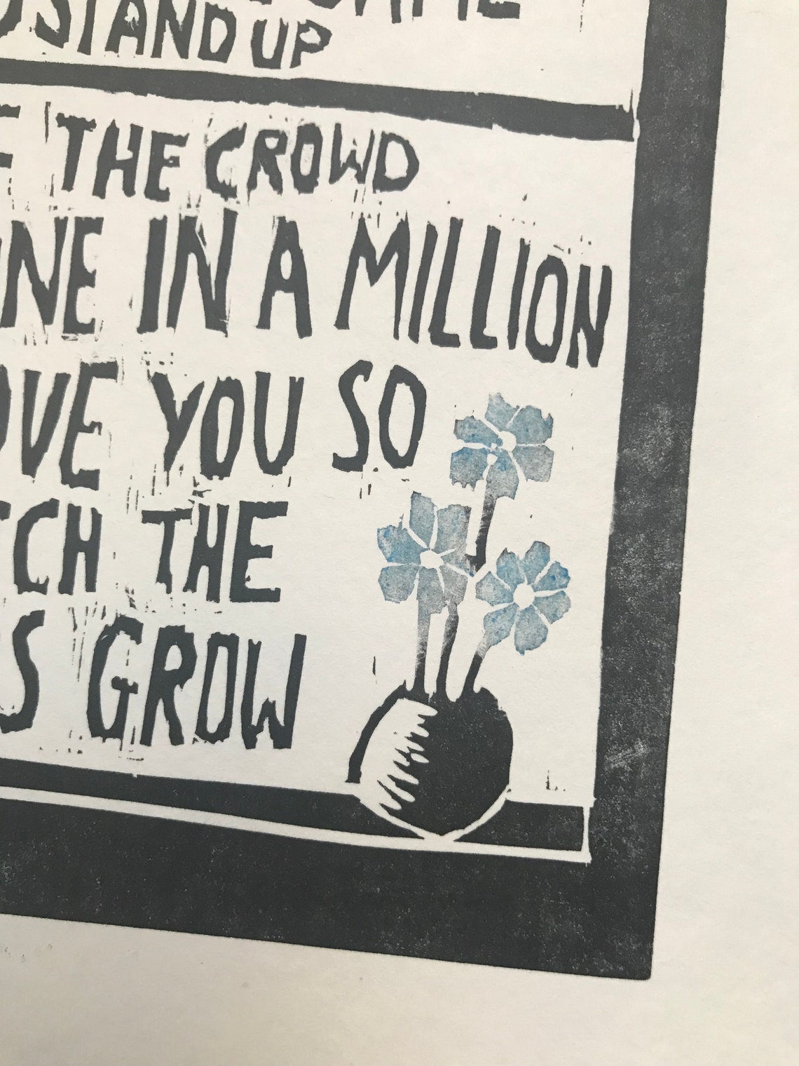 Travis 'Flowers in the Window' song lyrics inspired linocut print