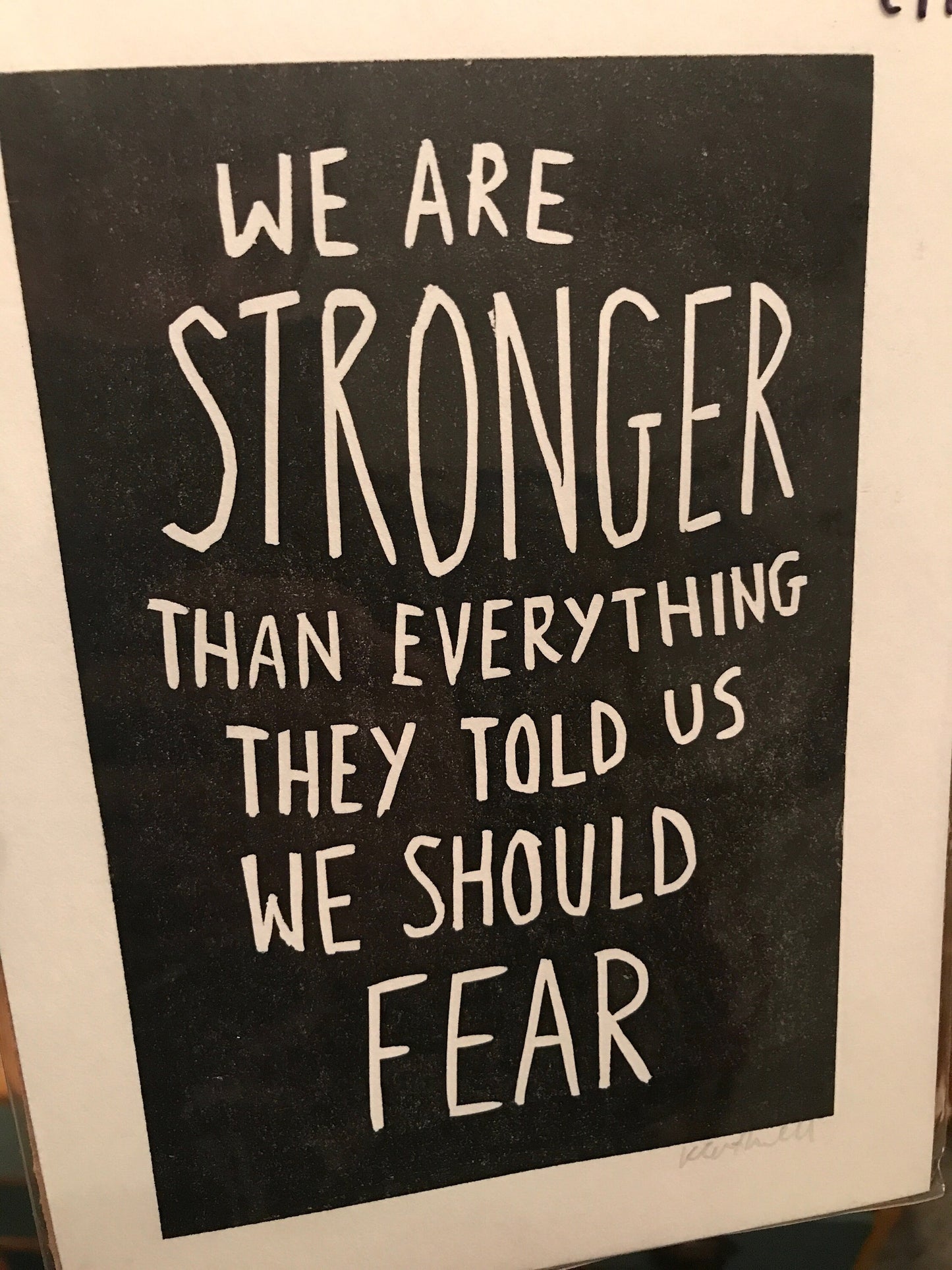 Against Me! 'We are stronger than everything they told us we should fear' lyrics inspired linocut print