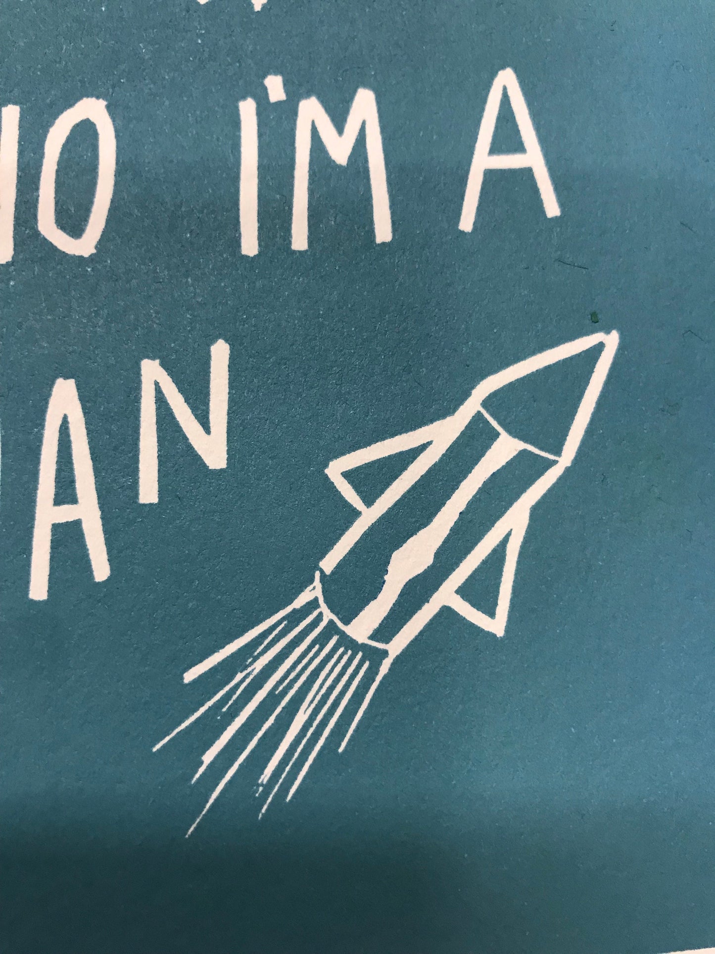 Elton John 'Rocket Man' lyrics linocut in silver grey or blue