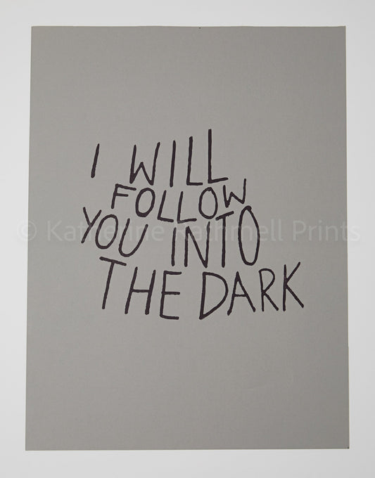 Death Cab For Cutie ‘I Will Follow You into the Dark’ lyrics inspired hand drawn lasercut print