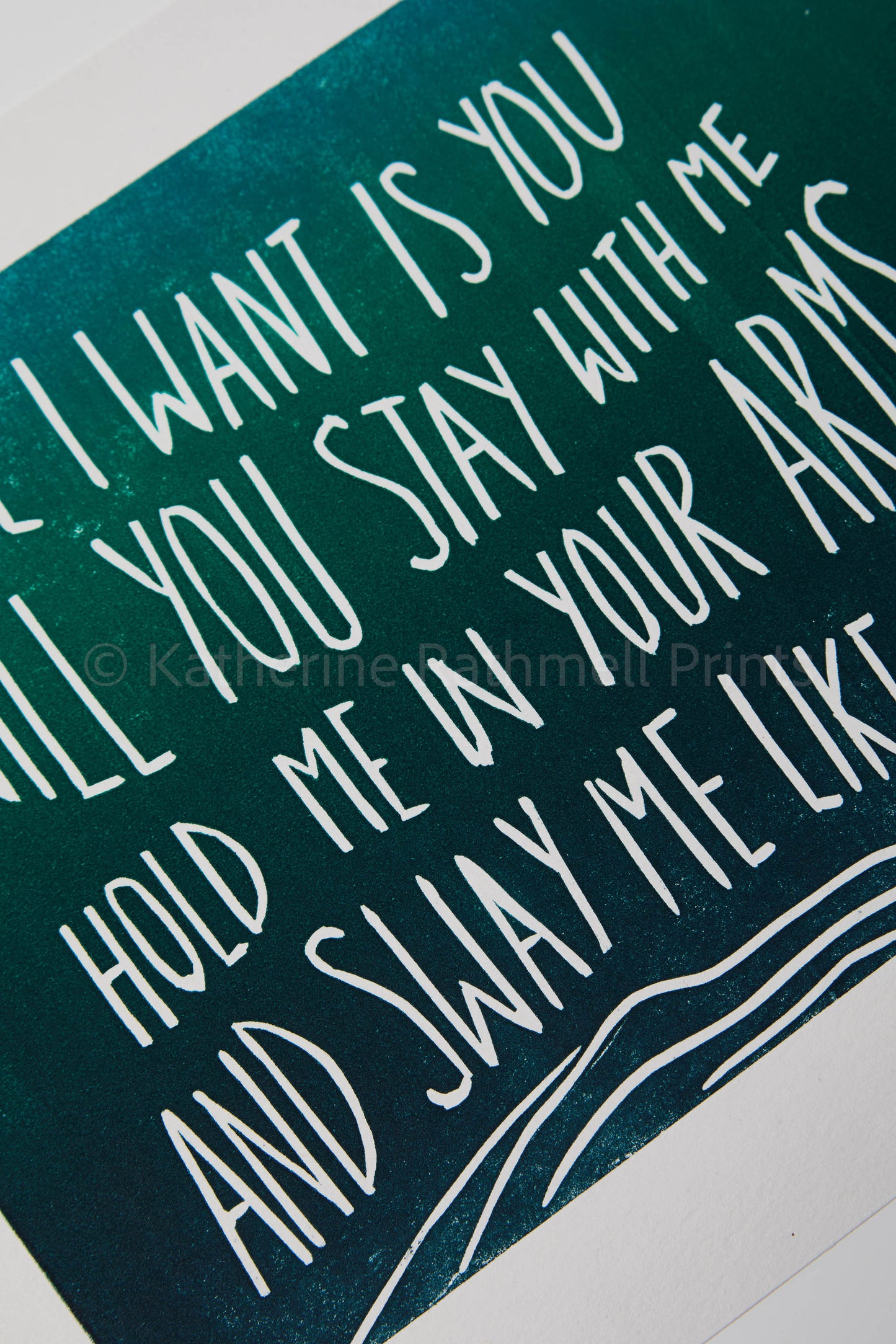 Juno movie soundtrack 'All I Want Is You' lyrics inspired linocut print