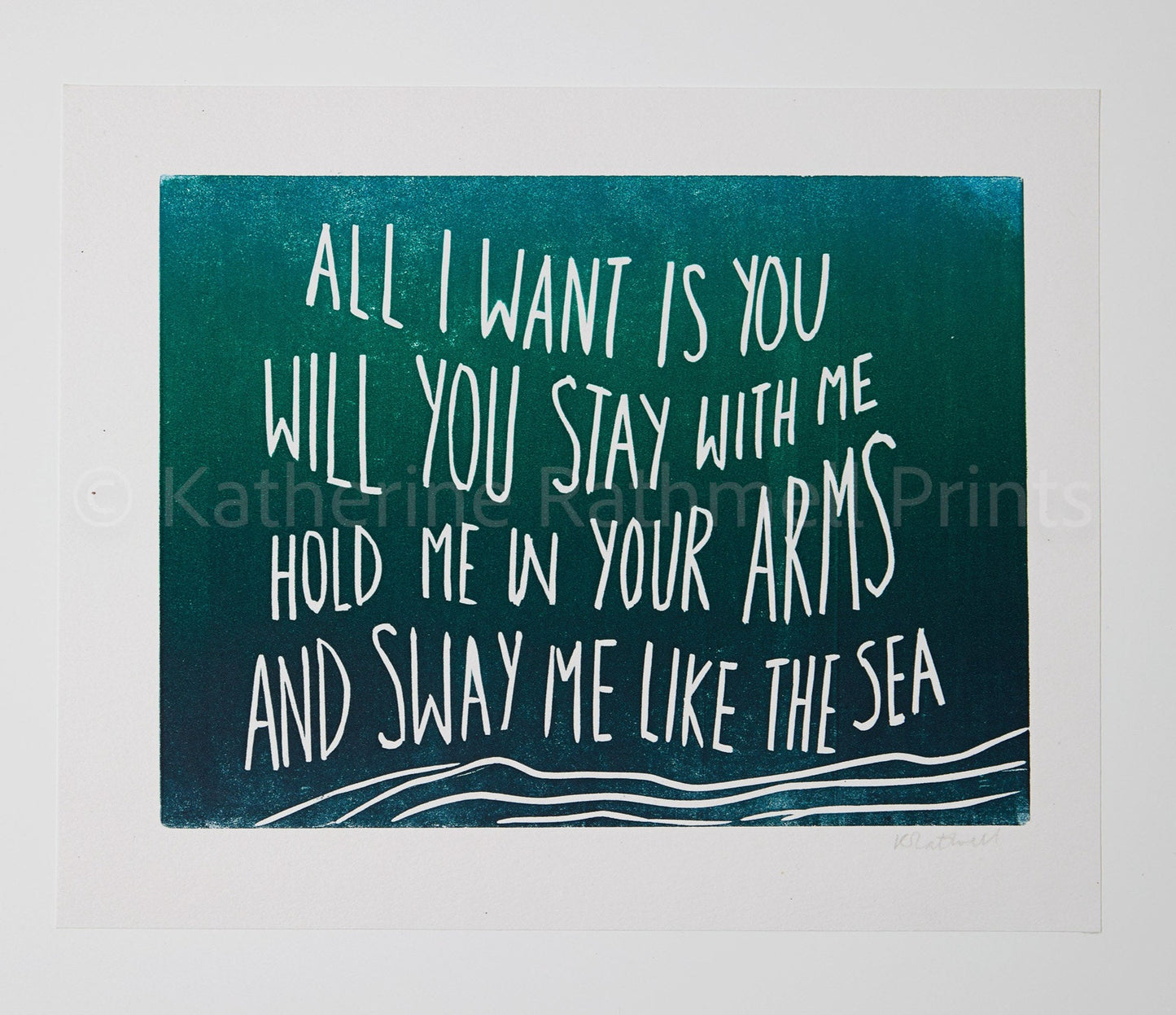 Juno movie soundtrack 'All I Want Is You' lyrics inspired linocut print