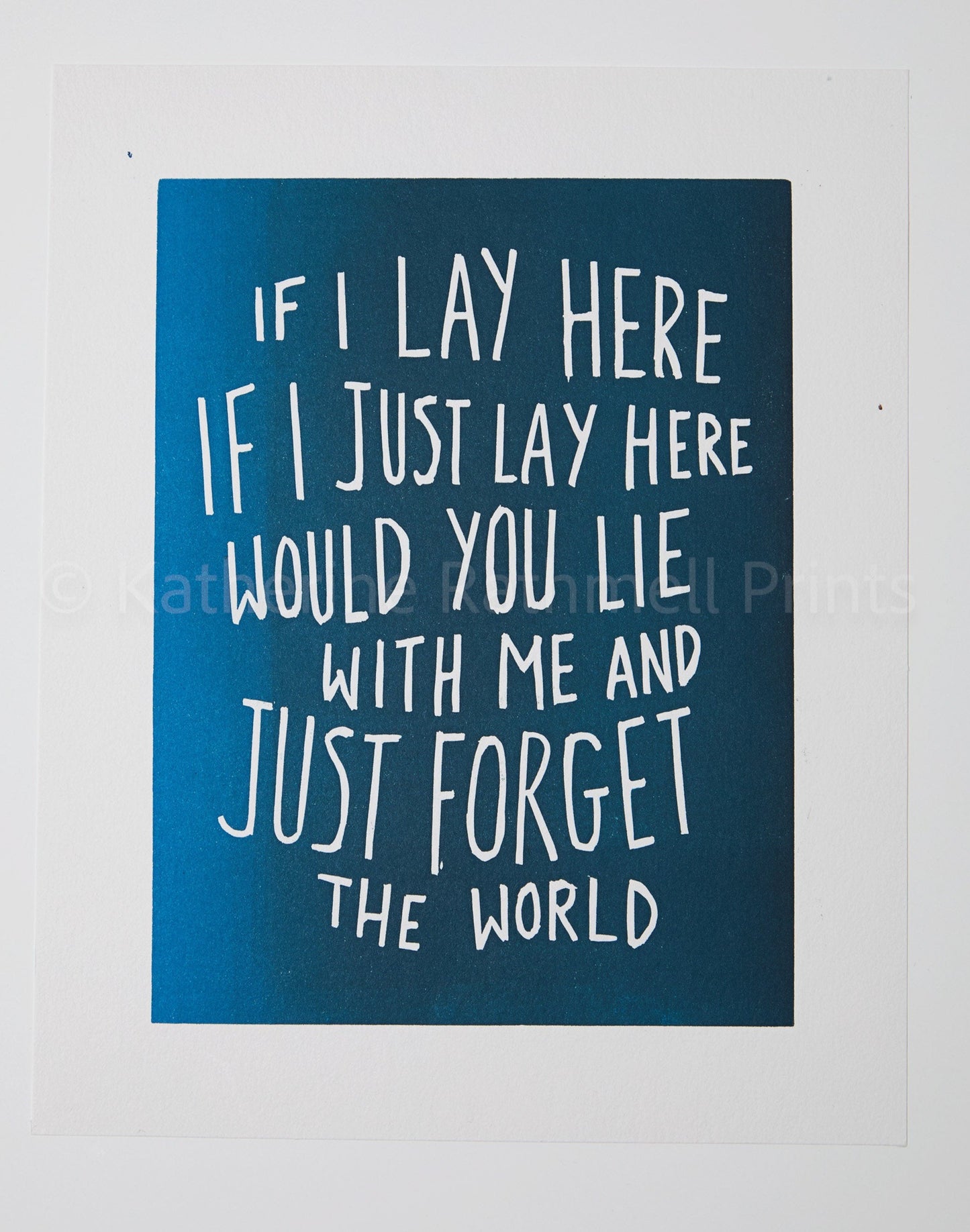 Snow Patrol 'Chasing Cars' lyrics inspired linocut print