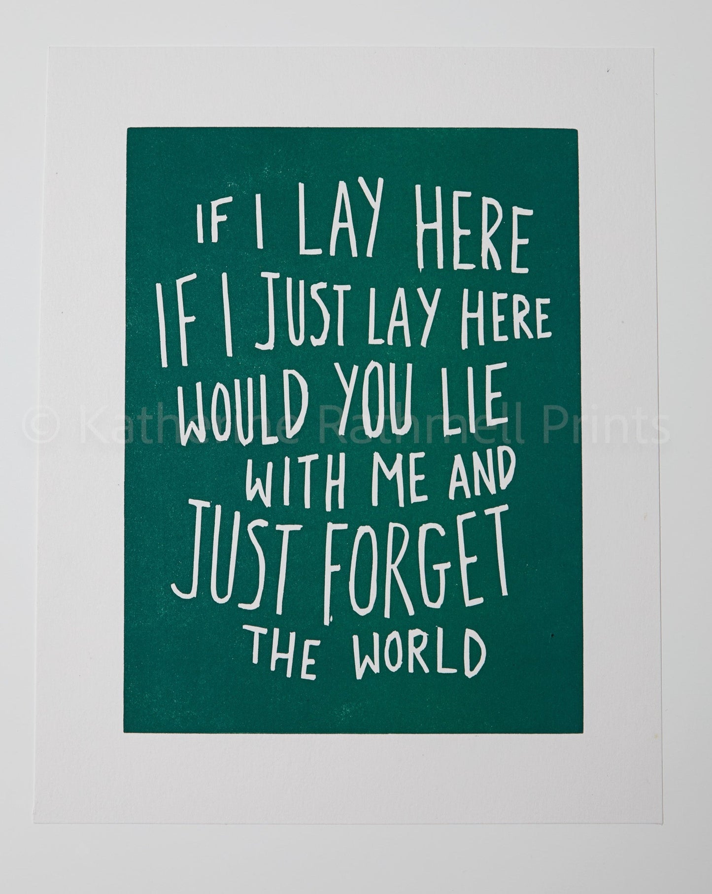 Snow Patrol 'Chasing Cars' lyrics inspired linocut print