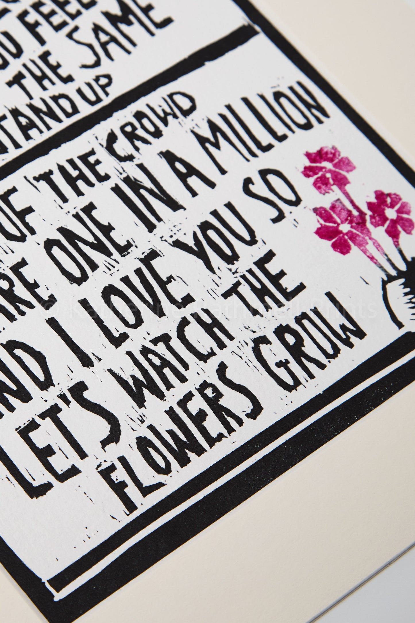 Travis 'Flowers in the Window' song lyrics inspired linocut print