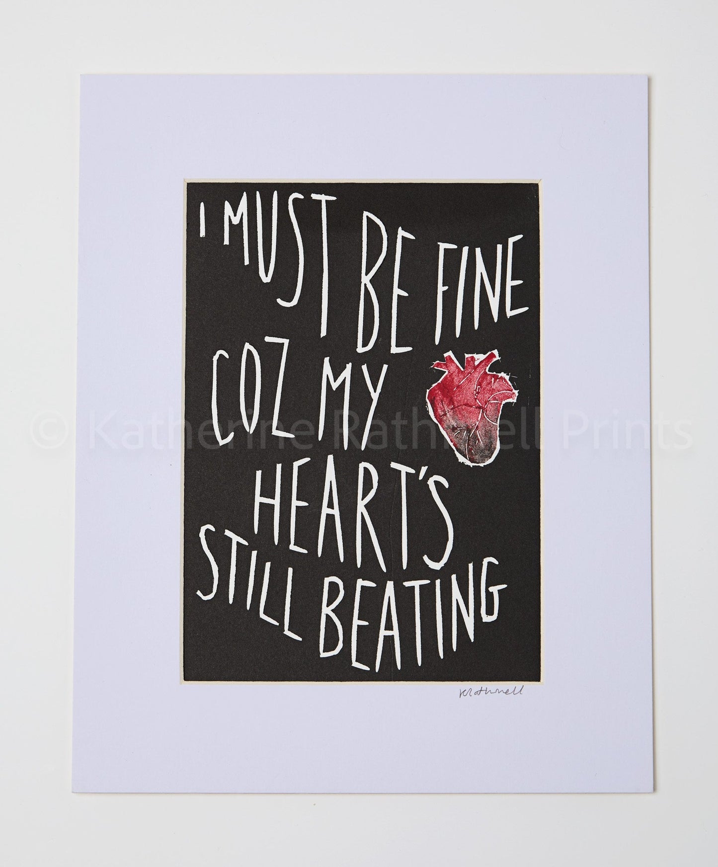 White Stripes ‘Fell in Love With A Girl’ lyrics inspired jigsaw heart linocut print