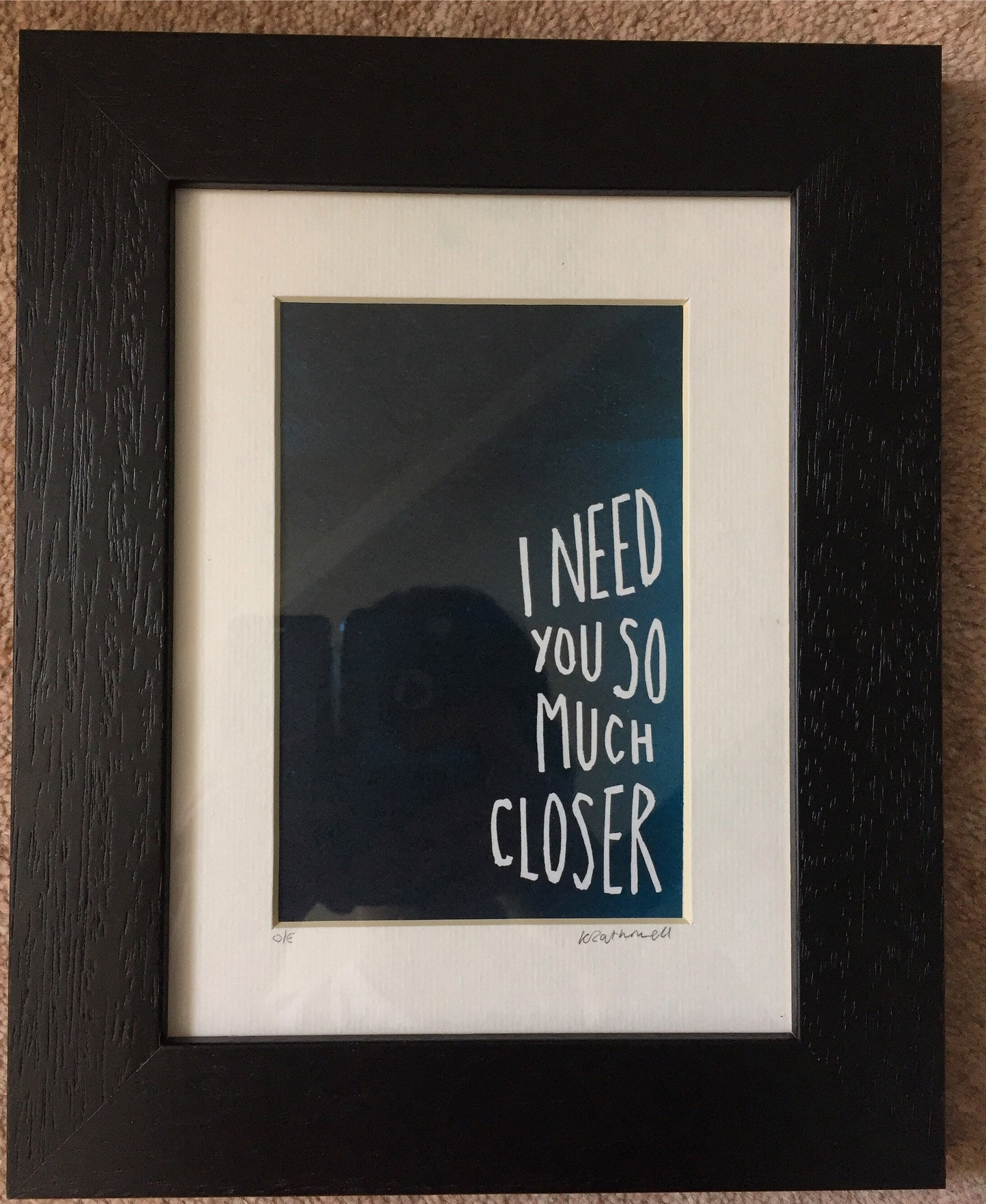 Death cab for Cutie ‘I need you so much closer’ inspired linocut