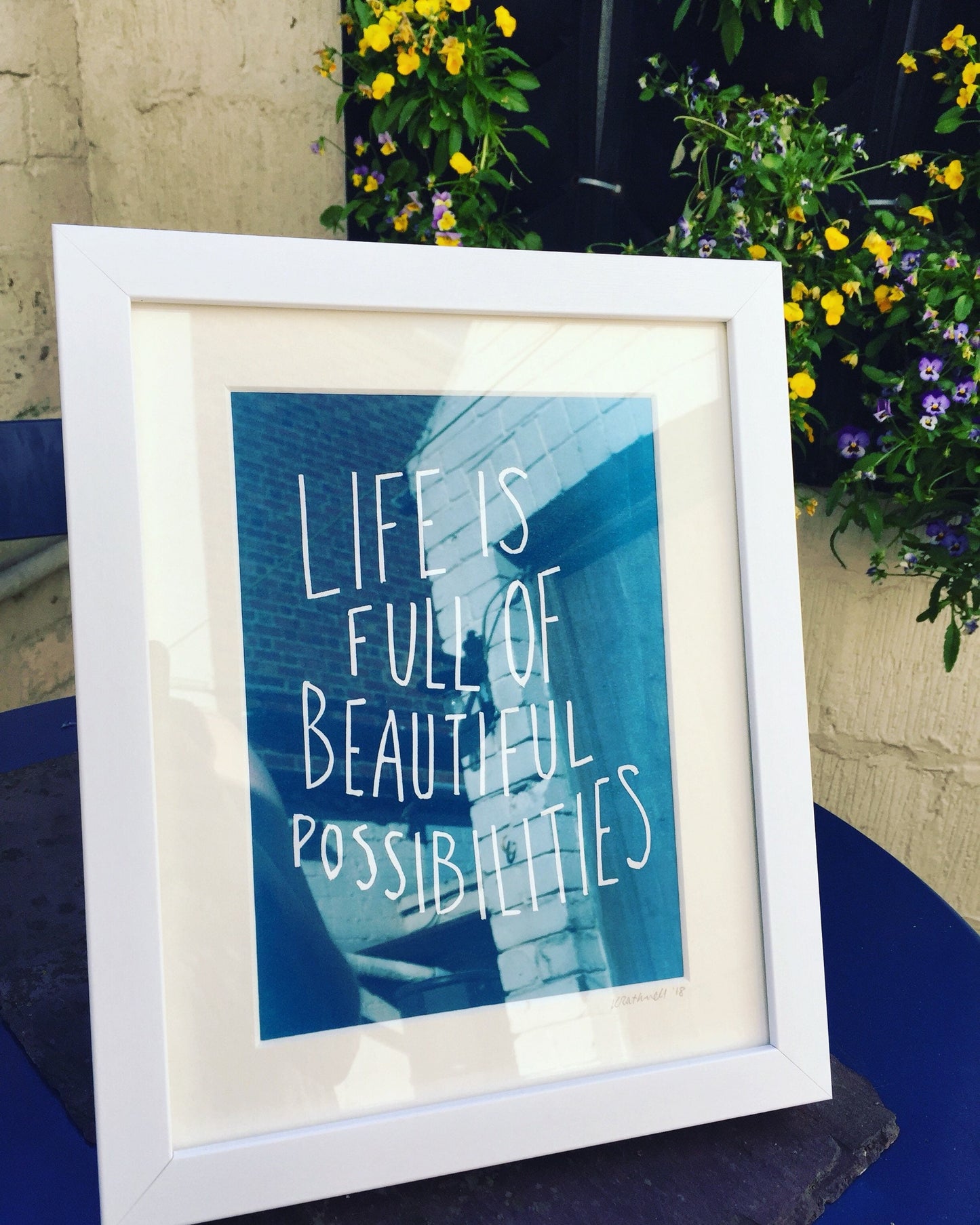 Life is Full of Beautiful Possibilities inspirational linocut