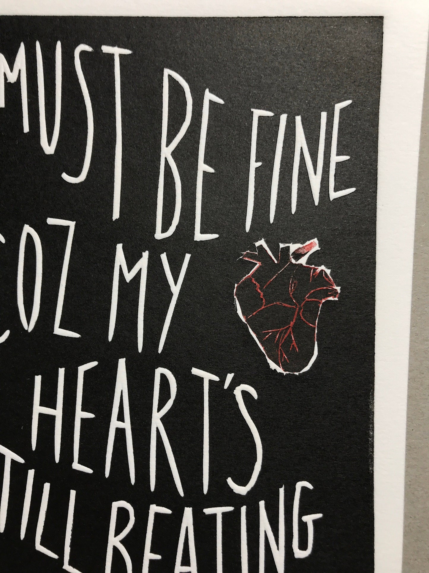 White Stripes ‘Fell in Love With A Girl’ lyrics inspired jigsaw heart linocut print