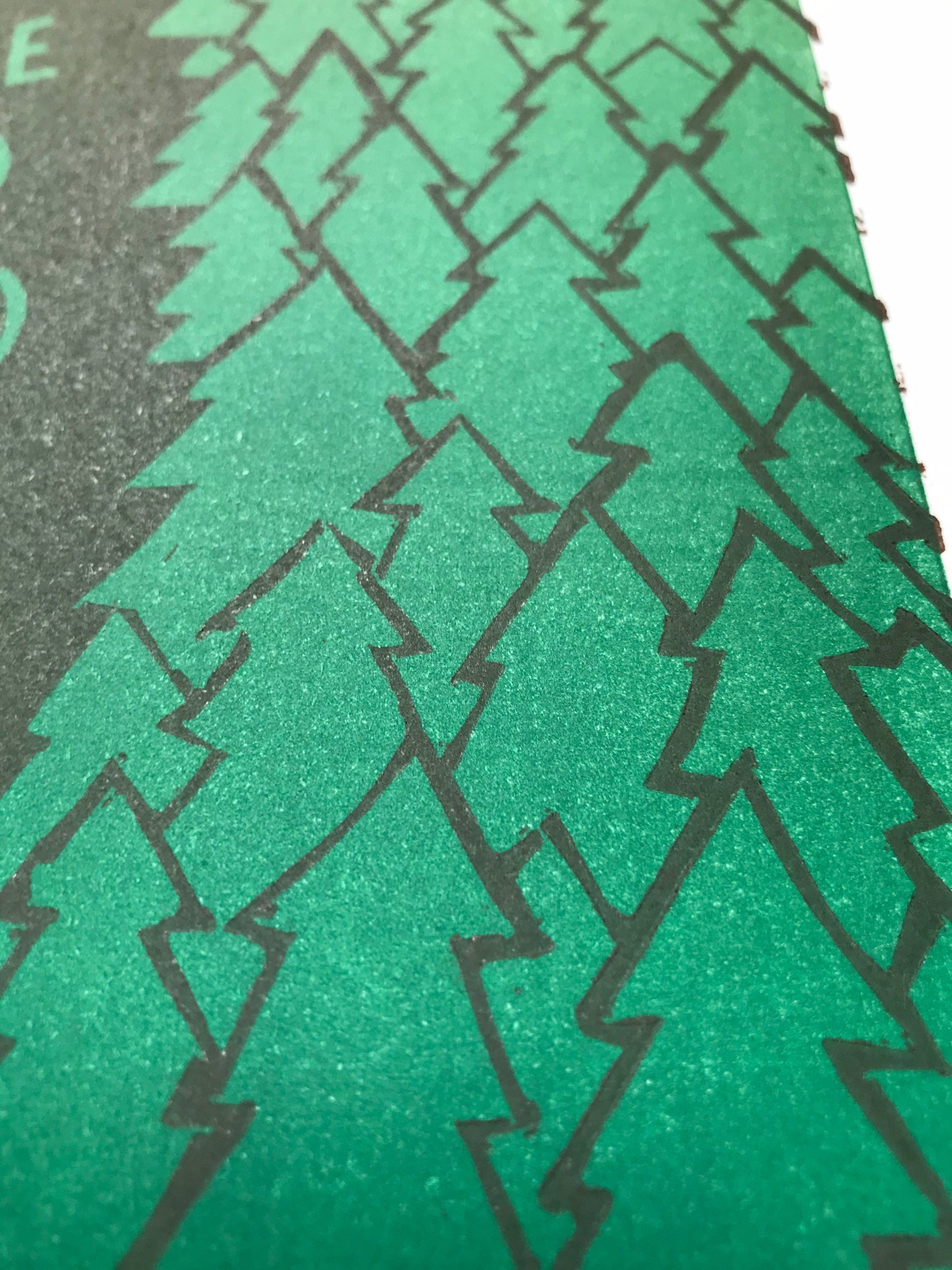 John Muir inspired forest linocut