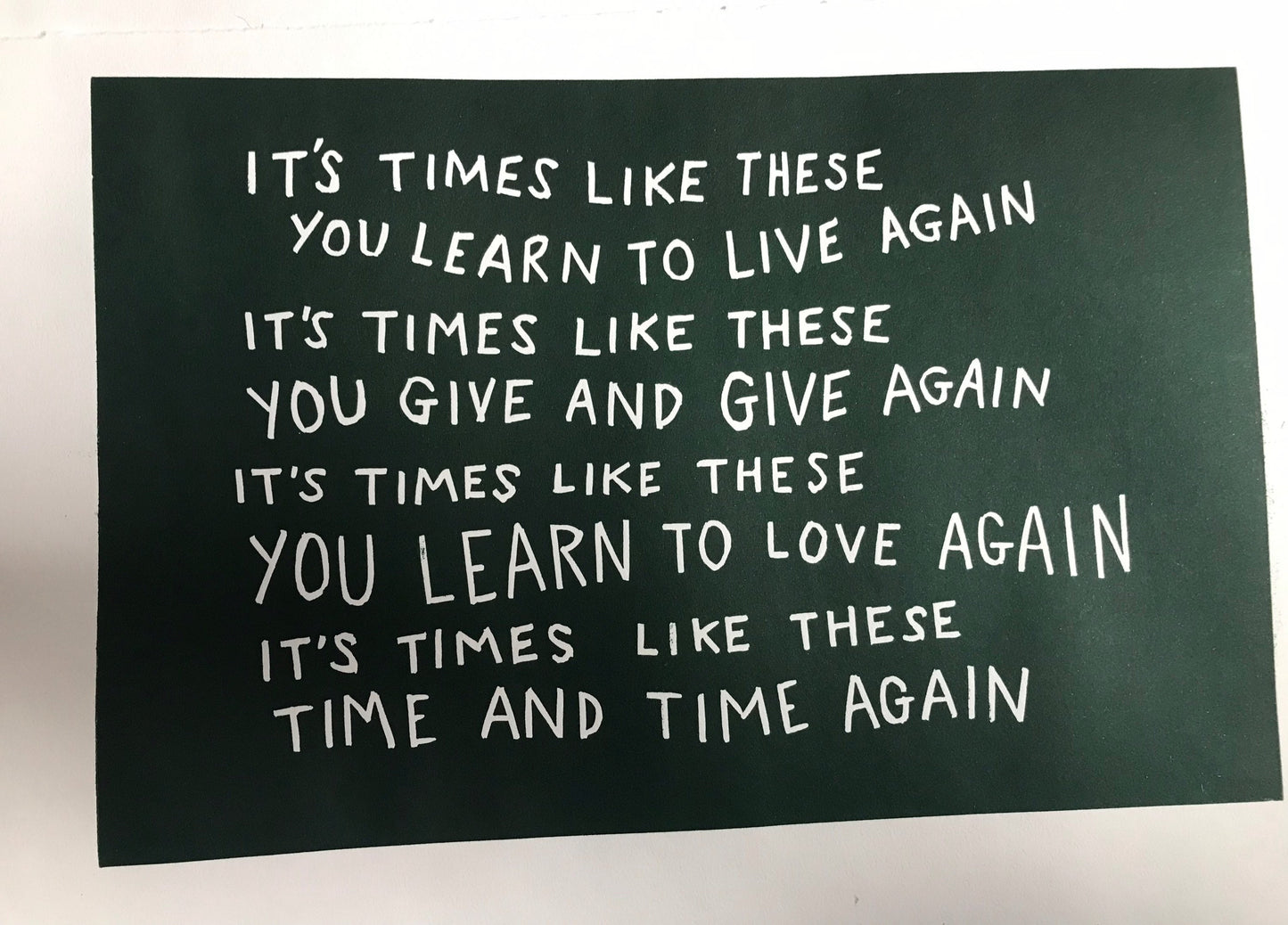 Foo Fighters ‘Times Like These’ lyrics inspired linocut print