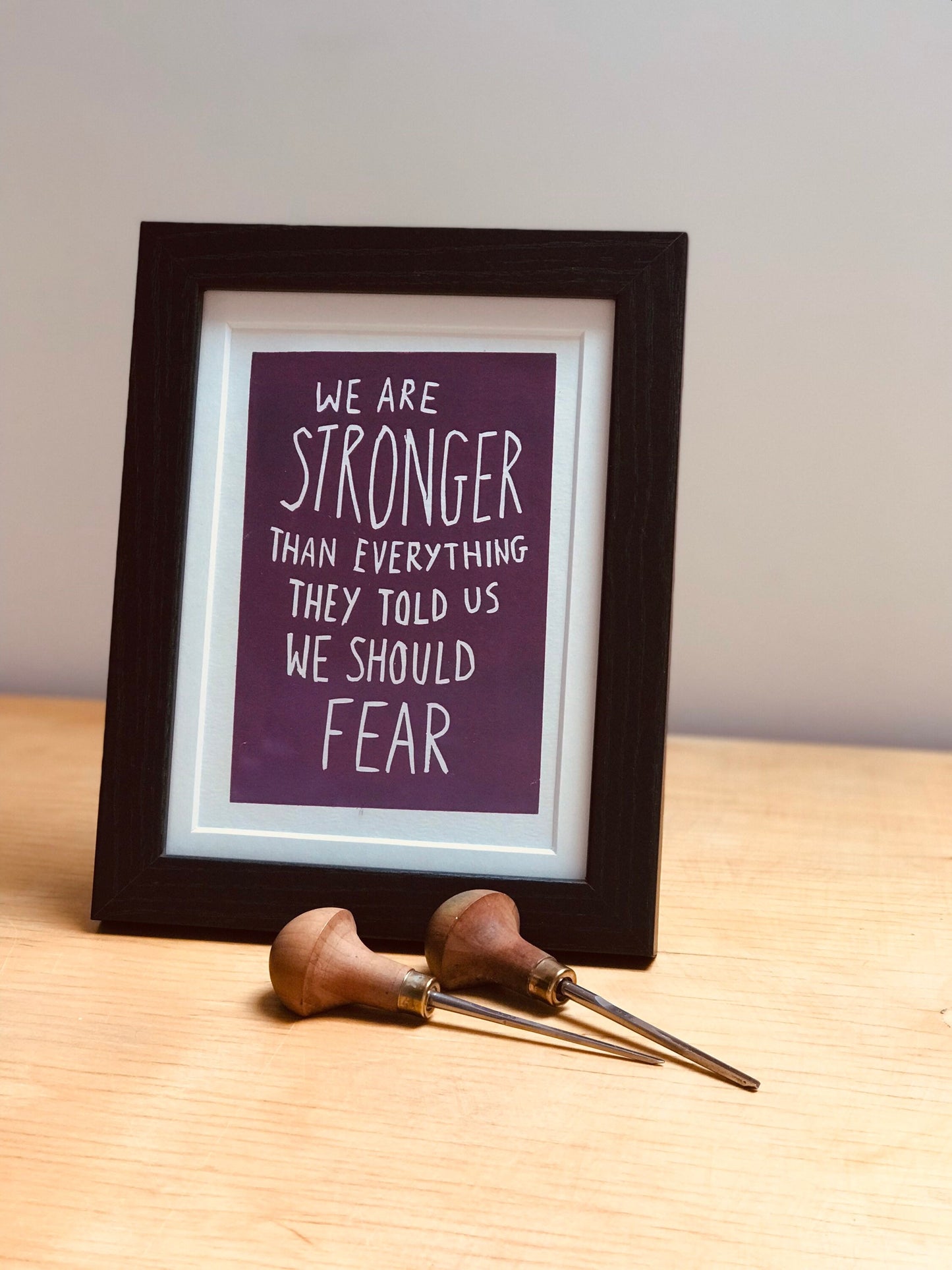 Against Me! 'We are stronger than everything they told us we should fear' lyrics inspired linocut print