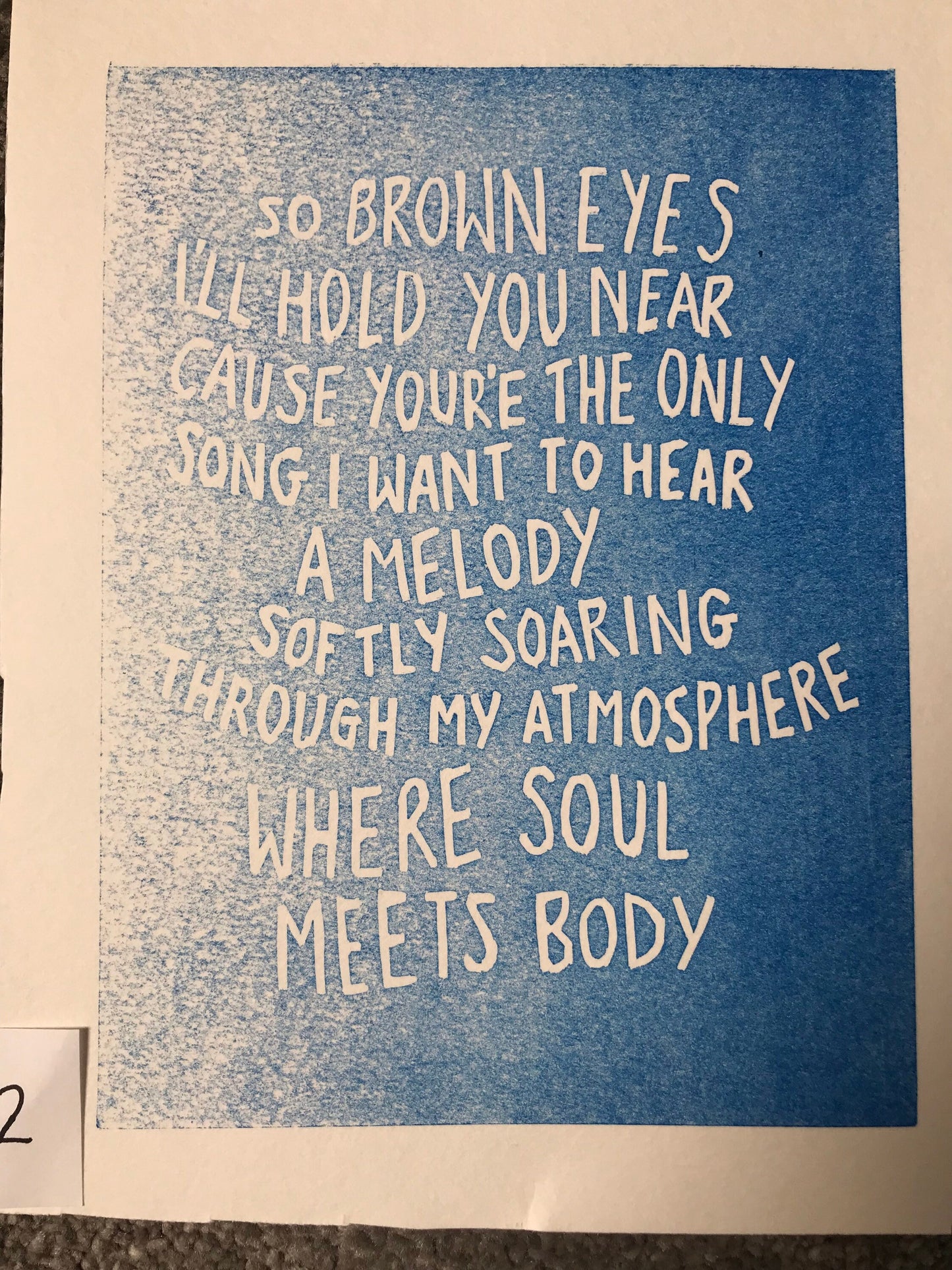 SUPER SECONDS Death Cab For Cutie ‘Soul Meets Body’ inspired linocut print in blue