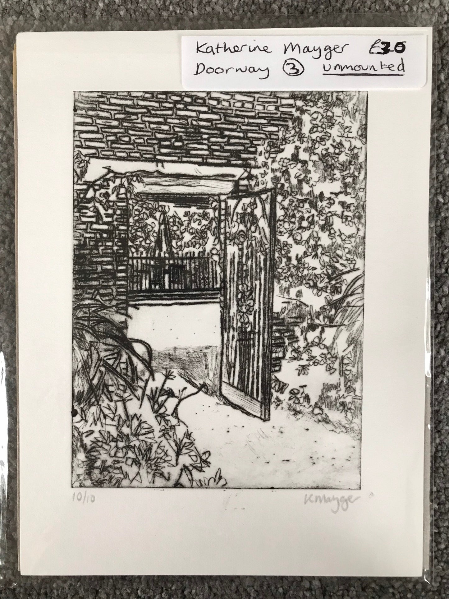 Beningbrough Hall Doorways drypoint etchings - six designs. (OLD STOCK not seconds)