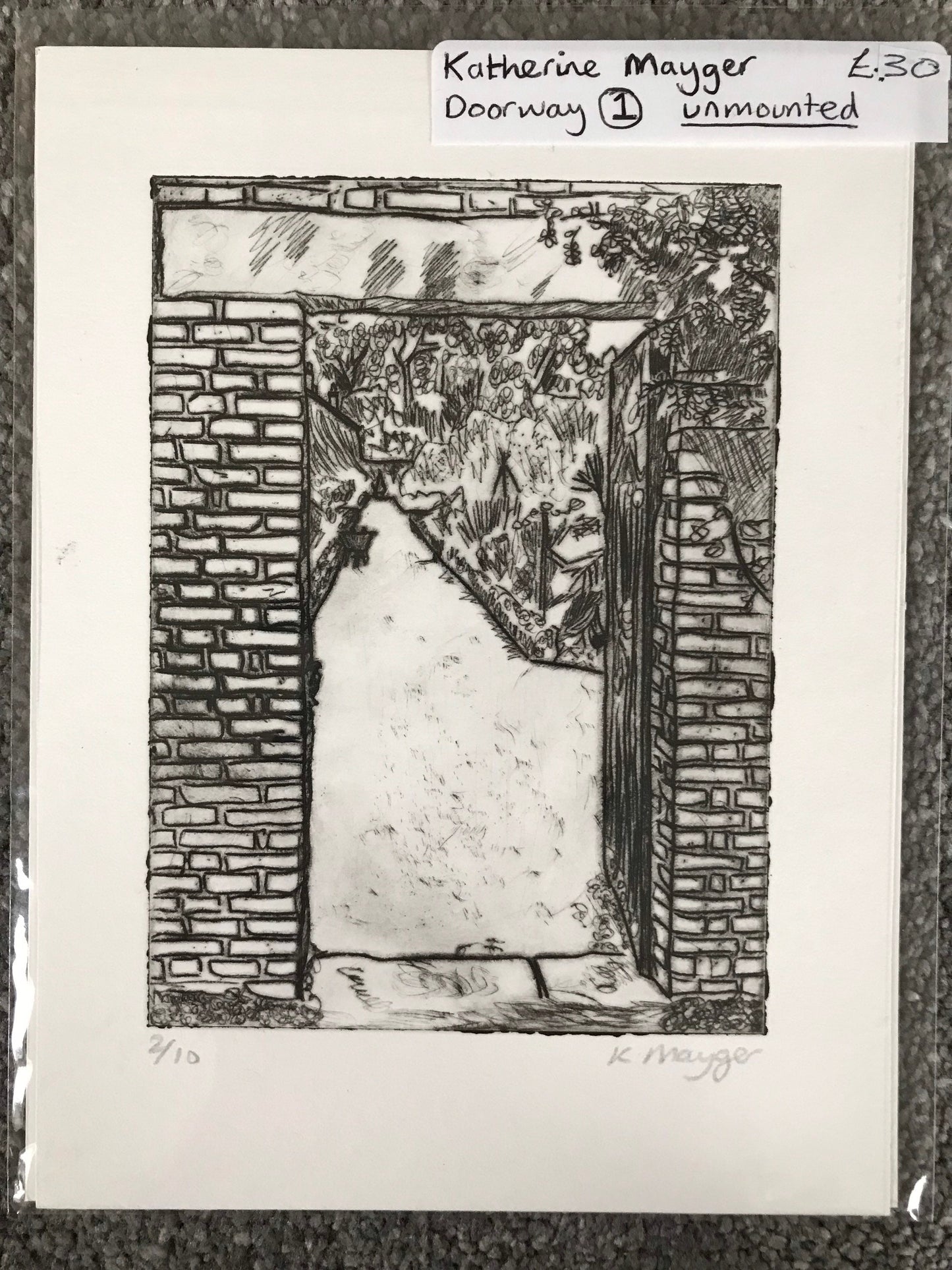 Beningbrough Hall Doorways drypoint etchings - six designs. (OLD STOCK not seconds)