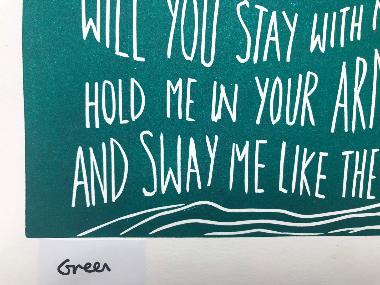 Juno movie soundtrack 'All I Want Is You' lyrics inspired linocut print