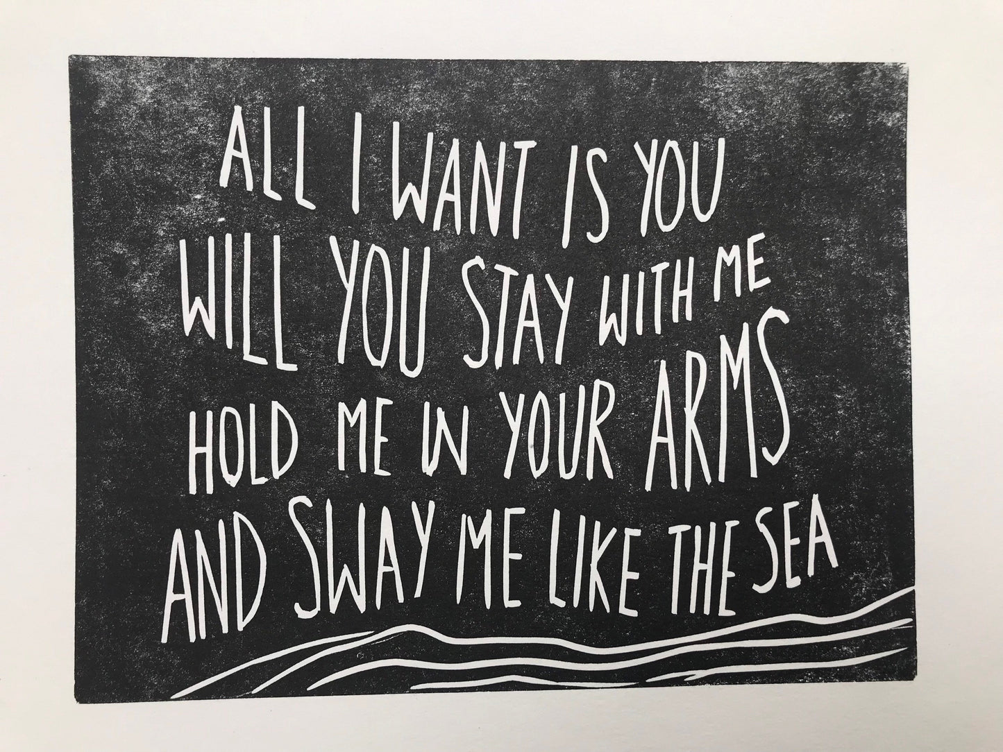 Juno movie soundtrack 'All I Want Is You' lyrics inspired linocut print