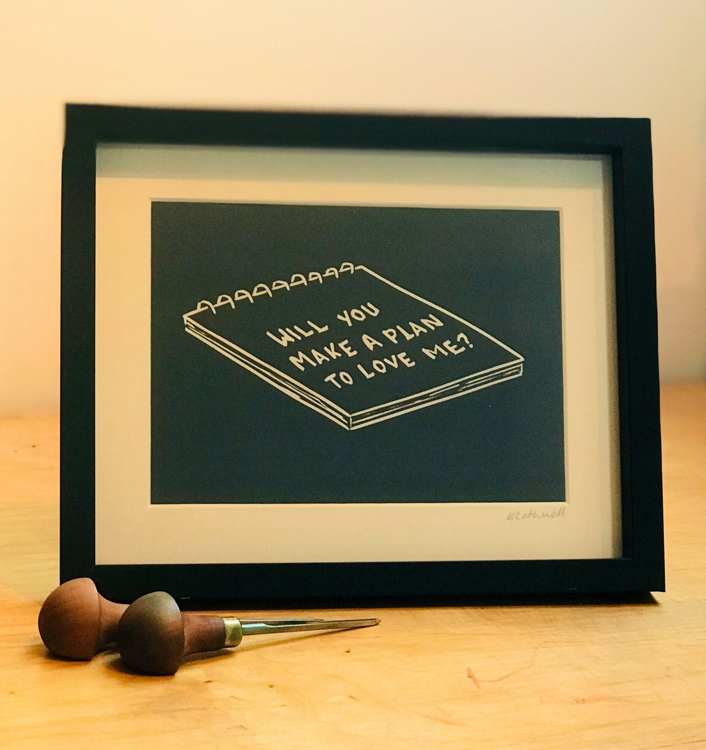 Bright Eyes ‘Make A Plan To Love Me’ lyrics inspired linocut print