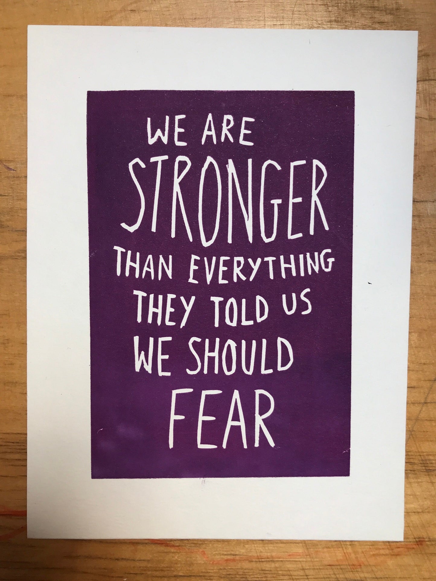 Against Me! 'We are stronger than everything they told us we should fear' lyrics inspired linocut print