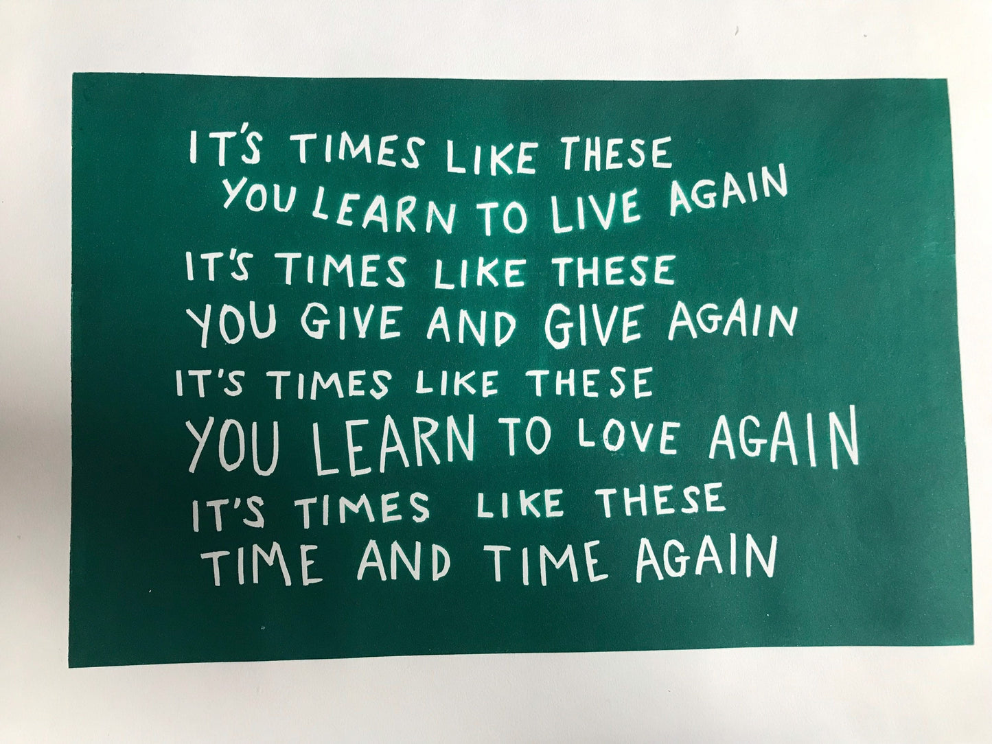 Foo Fighters ‘Times Like These’ lyrics inspired linocut print