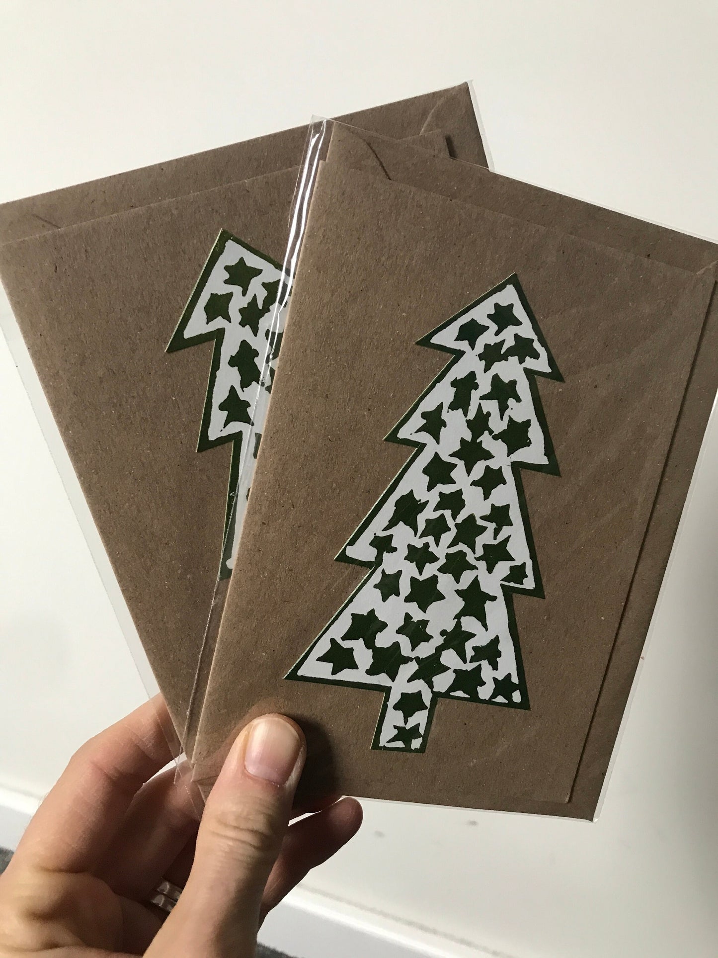 Hand printed linocut Christmas cards singles and packs